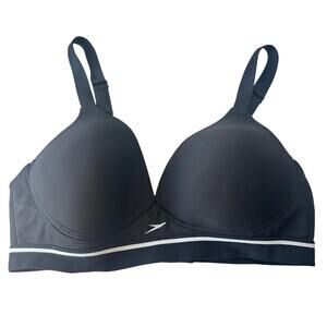 Speedo (34D) Black High Support Sports Bra Hook and Eye High Impact Athletic